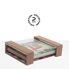 "Album fotografico Kit Martina 25x35 orizzontale", "Dettaglio cofanetto plexiglass Kit Martina", "Fotolibro con copertina personalizzata e dorso in ecopelle".